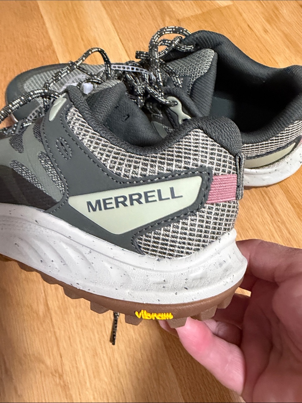 Merrell Women Antora 3 Olive Green & Gray Trail Shoes - Picture 3 of 5